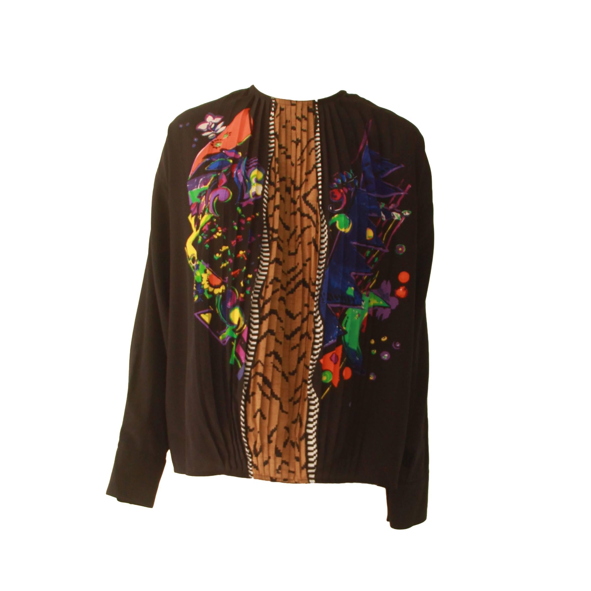 Very Rare Gianni Versace Silk Plisse Printed Shirt Fall 1989 For Sale