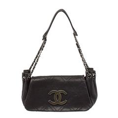 Chanel Black Leather Diamond Stitch Shoulder Bag
