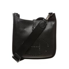 Hermes Noir (Black) Clemence Leather Evelyne III Messenger Handbag