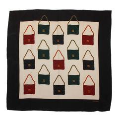 Chanel Multi Color Silk Scarf w/ Chanel Handbag Design