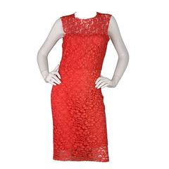 Tara Jarmon Red Lace Sleeveless Cocktail Dress sz 38
