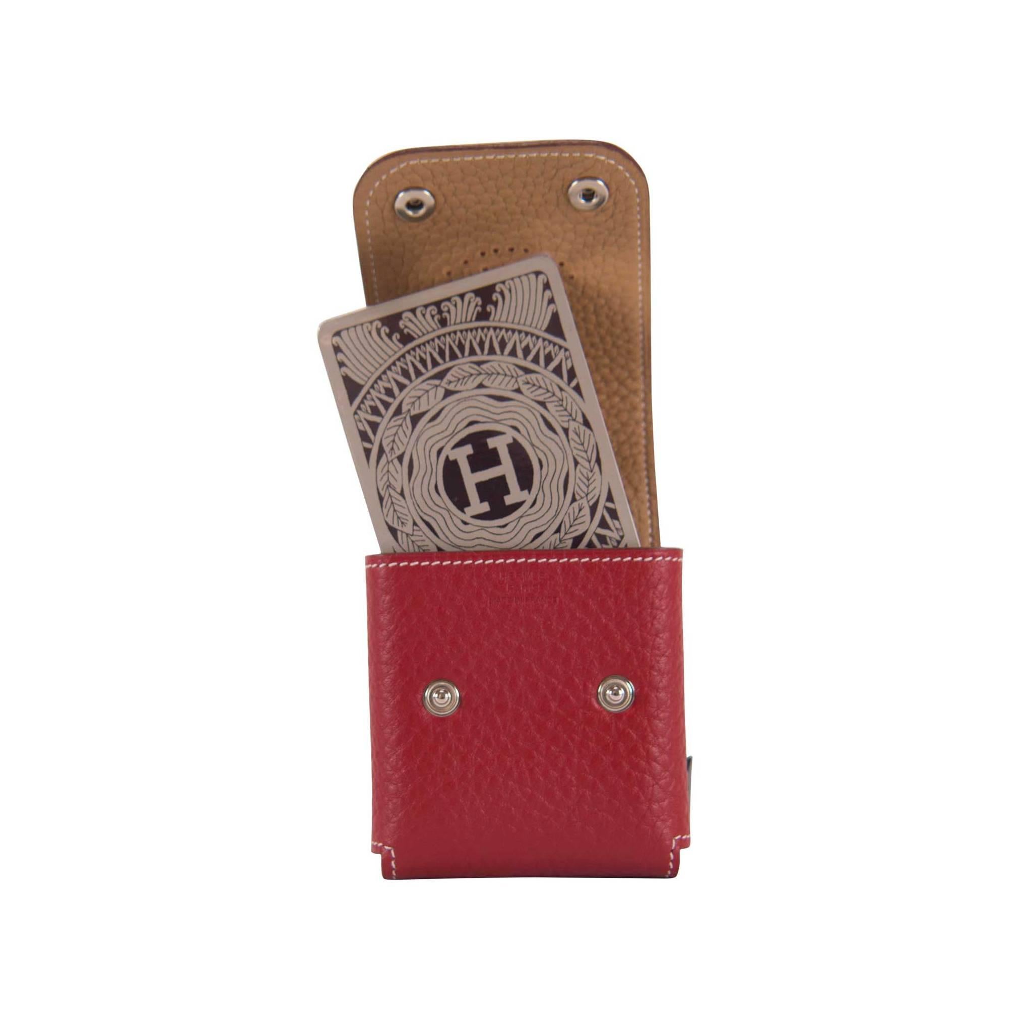 Hermes card case red felt and card set 2015