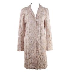 BIYA Baby Pink Floral Lace HAND EMBROIDERED Silk & Linen COAT Size M