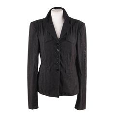 MIU MIU Italian Black FLORAL Jacquard BLAZER Jacket SIZE 42 IT 12