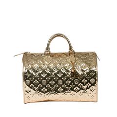 Louis Vuitton Limited Edition Speedy 35 Gold Mirror Monogram