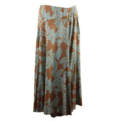 DRIES VAN NOTEN Green & Brown Cotton MAXI SKIRT Long Lenght SIZE 38 FR 6