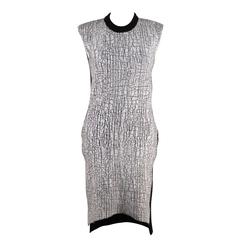 BALENCIAGA Black Wool & Cashmere CRACKLED White PAINT Detailed KNIT DRESS 38 11