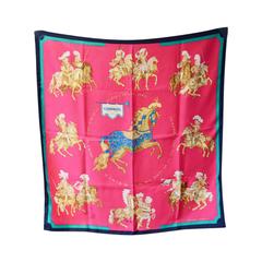 Hermes Vintage Carousel Silk Scarf In Vibrant Red, circa 1980s