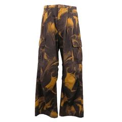 GUCCI by TOM FORD Men's 32 Olive & Black Print Cargo Wide Leg Spring 2001 Pants