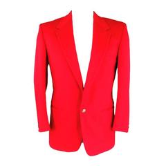 VERSUS par GIANNI VERSACE Manteau de sport vintage à un seul bouton en laine et cachemire rouge 40