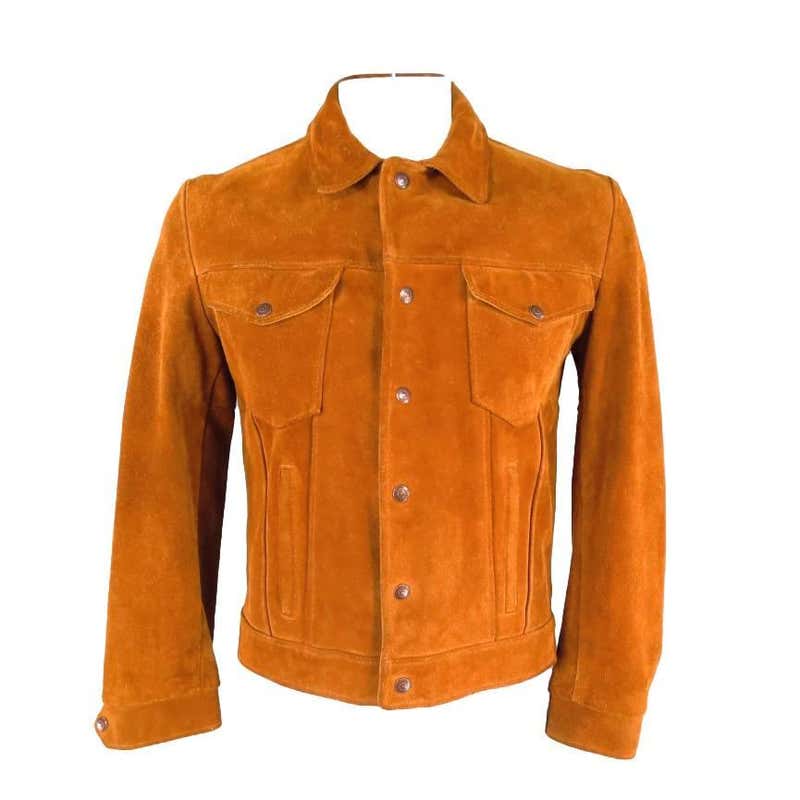 Vintage SCHOTT Size 40 Tan Textured Suede Trucker Jacket at 1stDibs ...