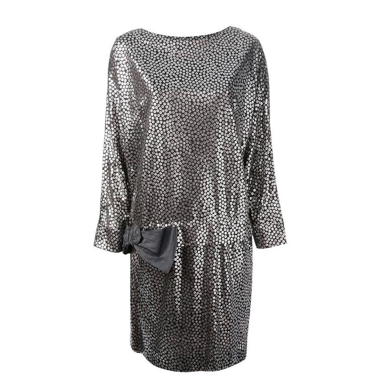 1980s Silk Lanvin Metallic Dress For Sale at 1stdibs