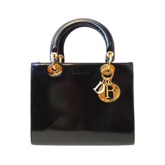 1995 Christian Dior Black Patent "Lady Dior" Bag 
