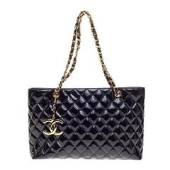 Chanel Vintage CC Charm Tote Quilted Patent Medium