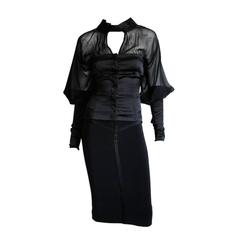 Tom Ford Gucci FW03 Runway Collection Black Silk Corset Top & Skirt