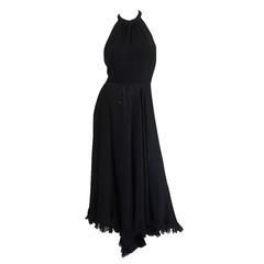 1970s Gorgeous Valentino Backless Silk Chiffon Dress 12