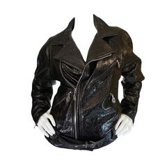 1990s Gianni Versace Patent Leather Motorcycle Jacket 4