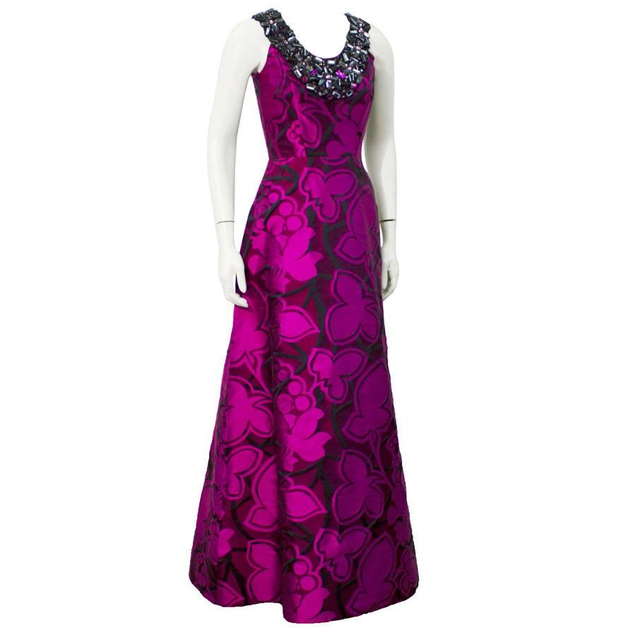 2007 Oscar De La Renta Purple Tone Gown with Jewel Collar