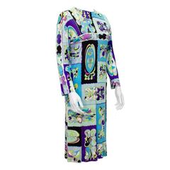 1960's Pucci Blue & Green Printed Dress 4