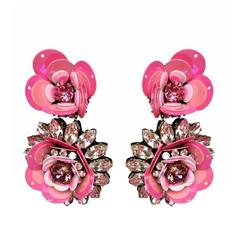 Shourouk Hot Pink Clip Earrings
