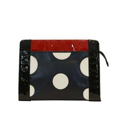 Fendi Black, Red, and White Polka Dot Clutch 