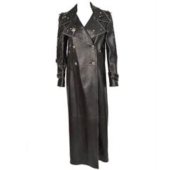 Chanel Lesage Embroidered iLong Black Leather Coat