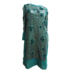 Valentino Emerald Green Sequin Beaded Dress Size 8