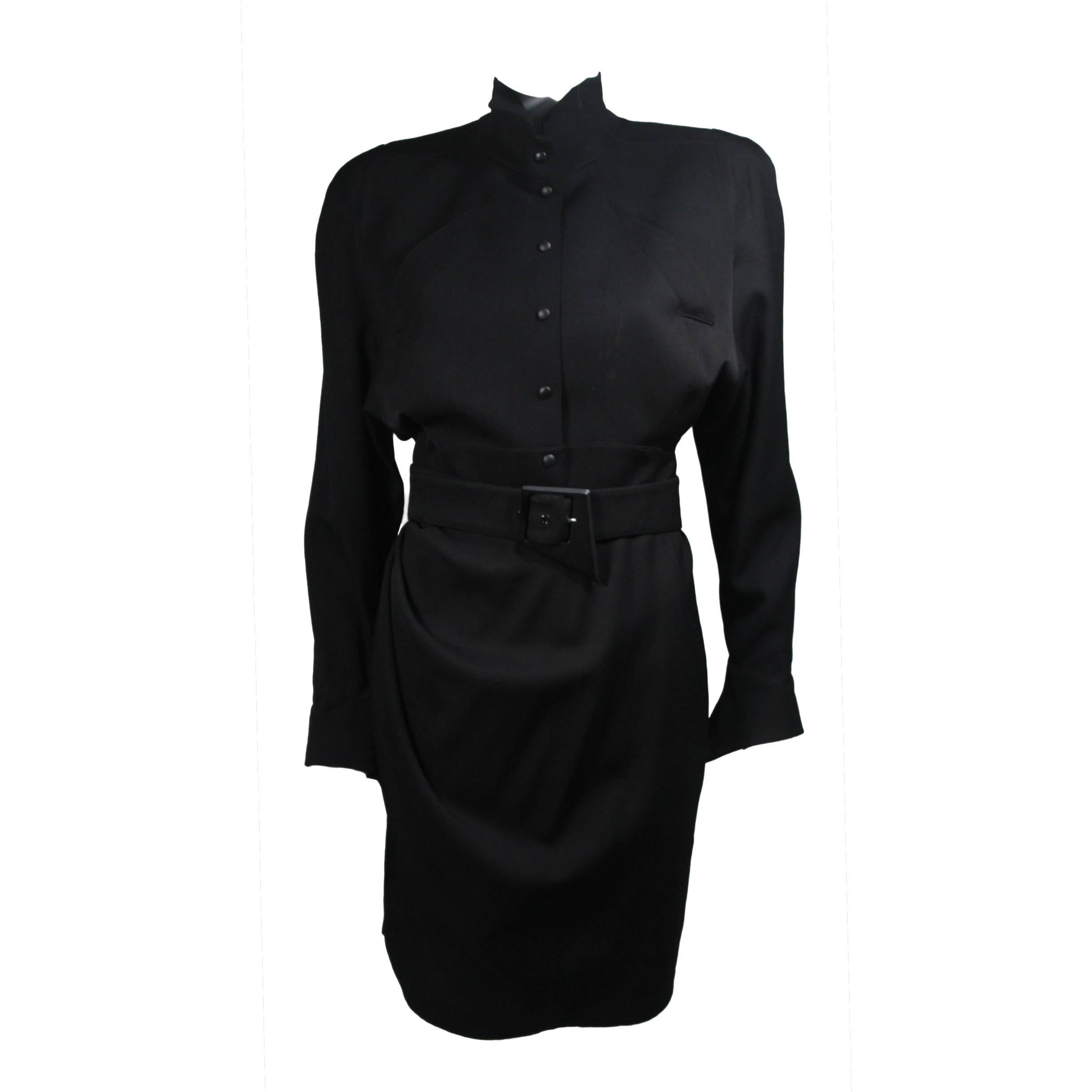 Thierry Mugler Black Wrap Style Dress Size Medium  For Sale