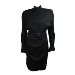 Vintage Thierry Mugler Black Wrap Style Dress Size Medium 