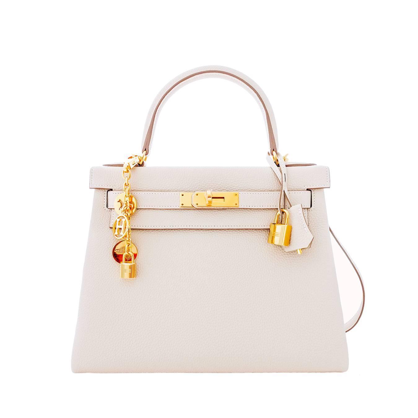 Hermes Craie 28cm Chalk Togo Kelly Gold GHW Shoulder Bag Classic ...  