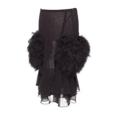 Sonia Rykiel Vintage mesh skirt with Marabou feathered pockets, Sz. M