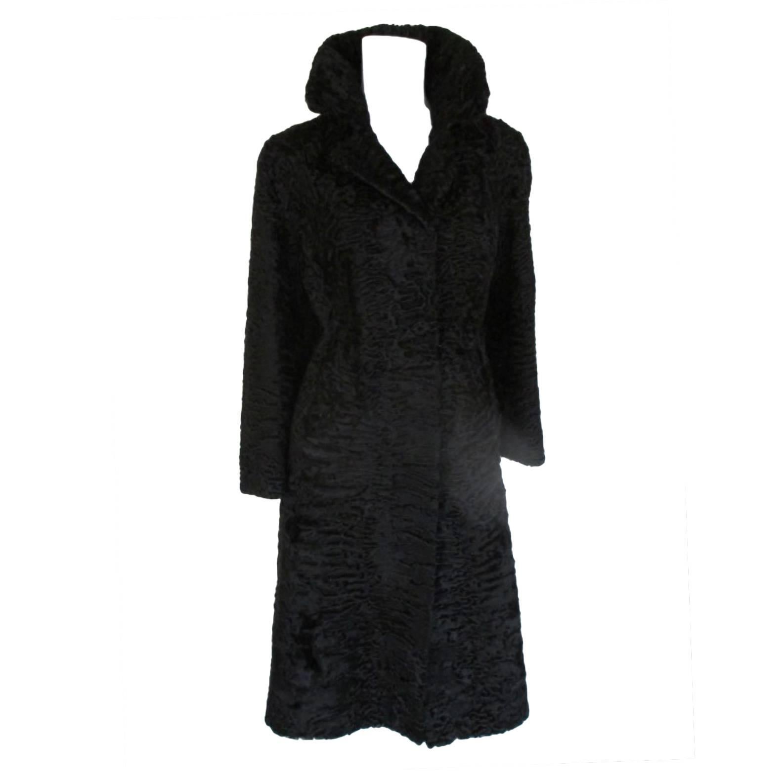 Black Swakara Persian Lamb Astrakhan Fur Coat