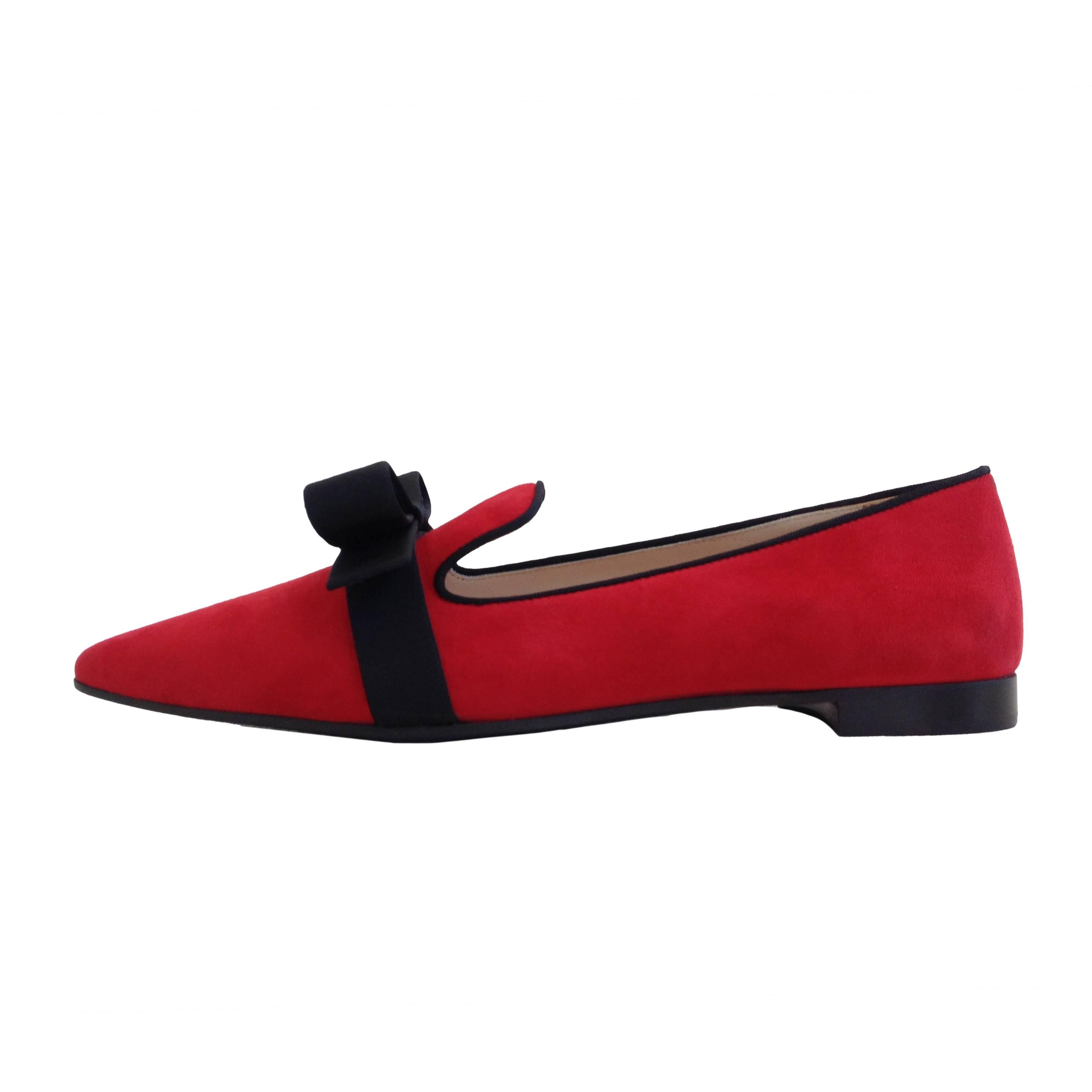 Prada Red Suede Smoking Flats Size 37.5 (7)