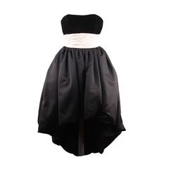 VICTOR COSTA Vintage Black & Pink BUSTIER PROM DRESS w/ Dip Hem SIZE 8 US 8