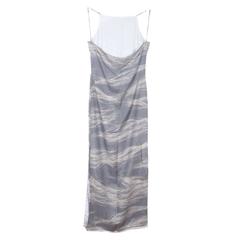 VERSUS GIANNI VERSACE Italian Gray Silk CAMI MAXI DRESS Printed SIZE 38 IT 5