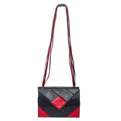 Chanel Vintage 23cm Navy/Red Quilted Leather