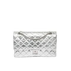 Chanel Reissue Jumbo Double Flap 31cm Quilted Metallic Silver Leather