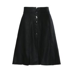Karl Lagerfeld Vintage Black Linen Button Up Skirt