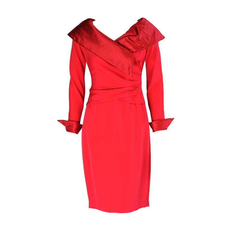 Christian Lacroix Numbered Haute Couture Red Satin and Silk Dress at ...