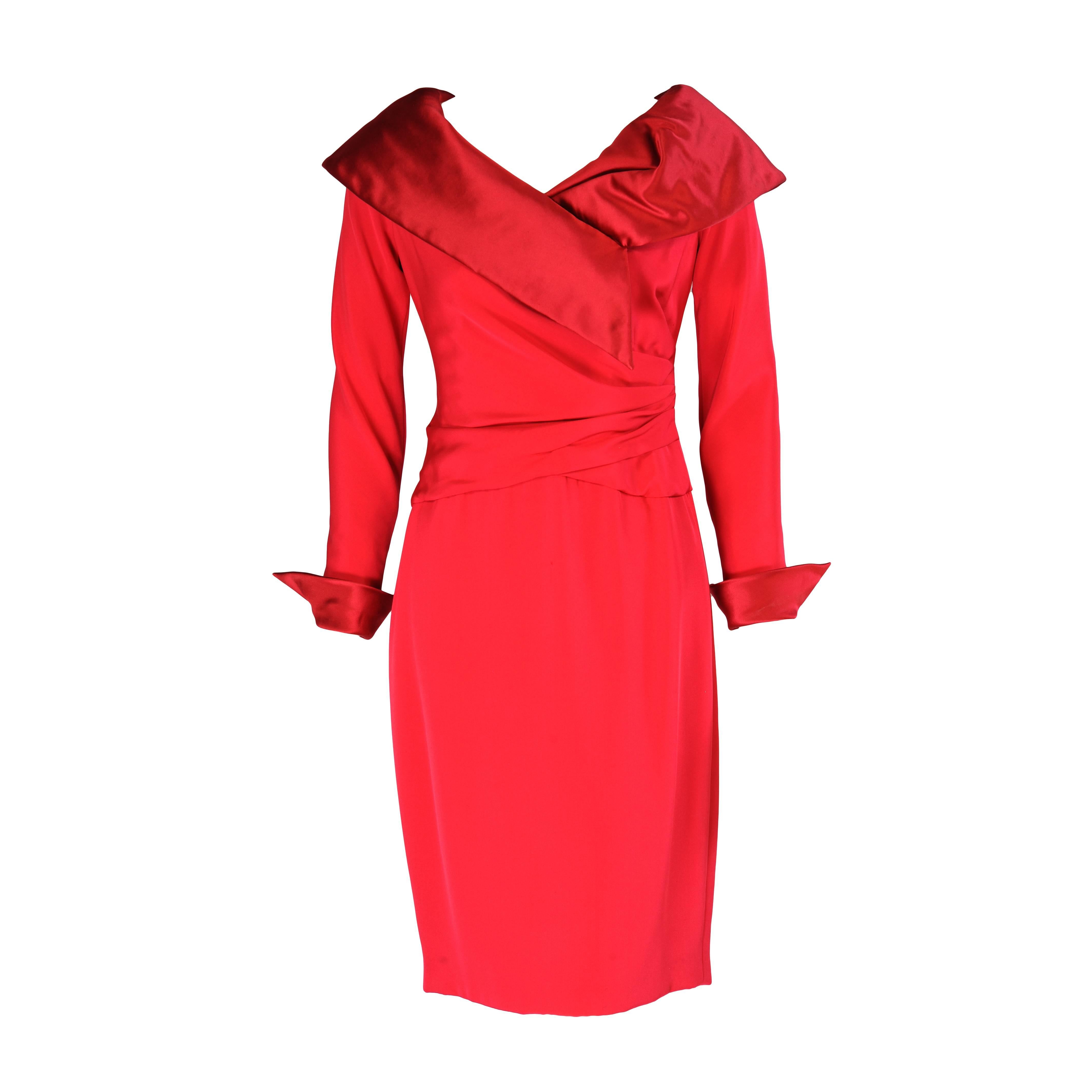 Christian Lacroix Numbered Haute Couture Red Satin & Silk Dress