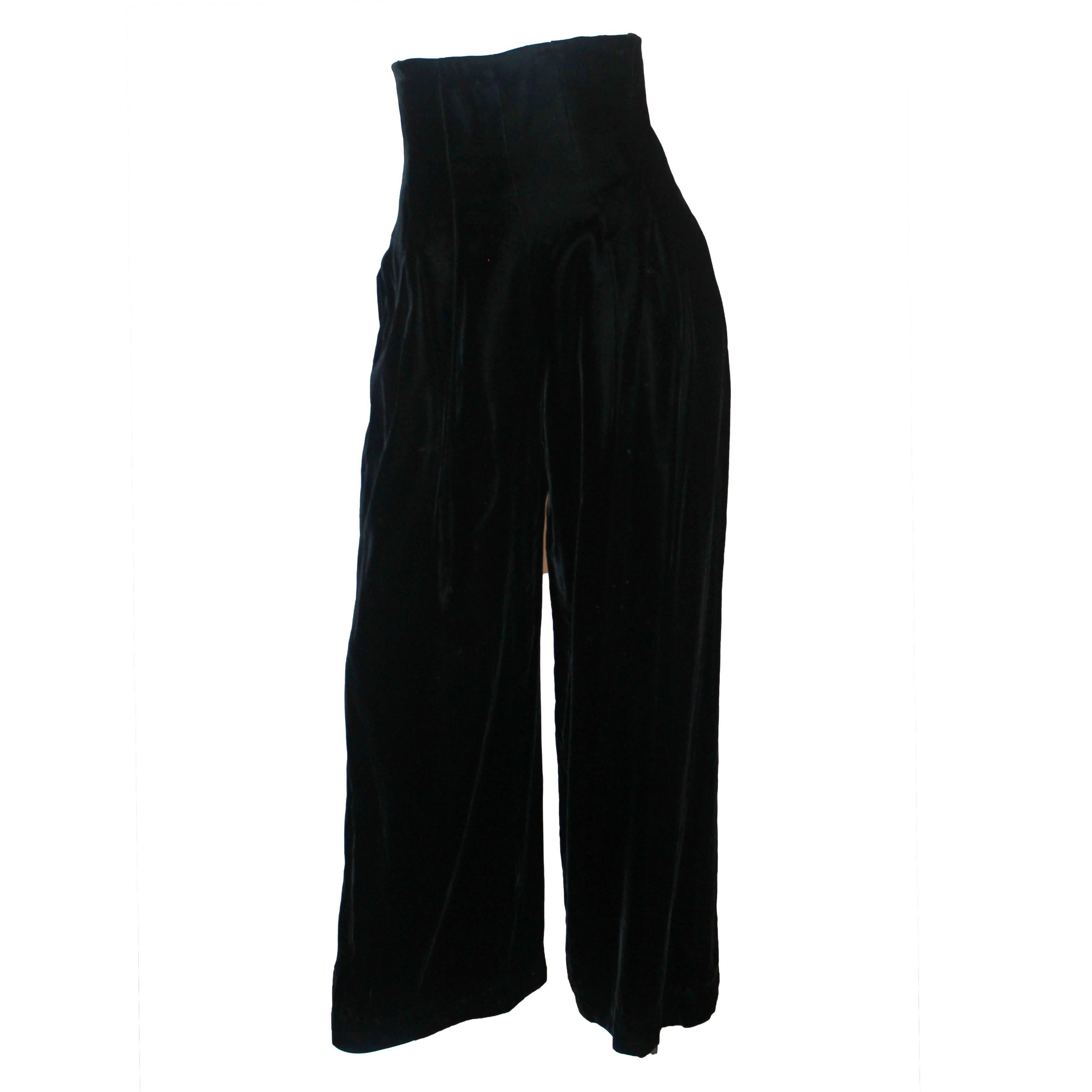 Victor Costa 1970's Vintage Black Velvet High-Waisted Palazzo Pants - 4