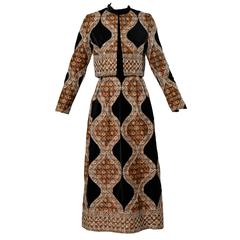 1970s Vintage Quilted Velvet Jacket + Maxi Dress 2-Piece Ensemble at ...