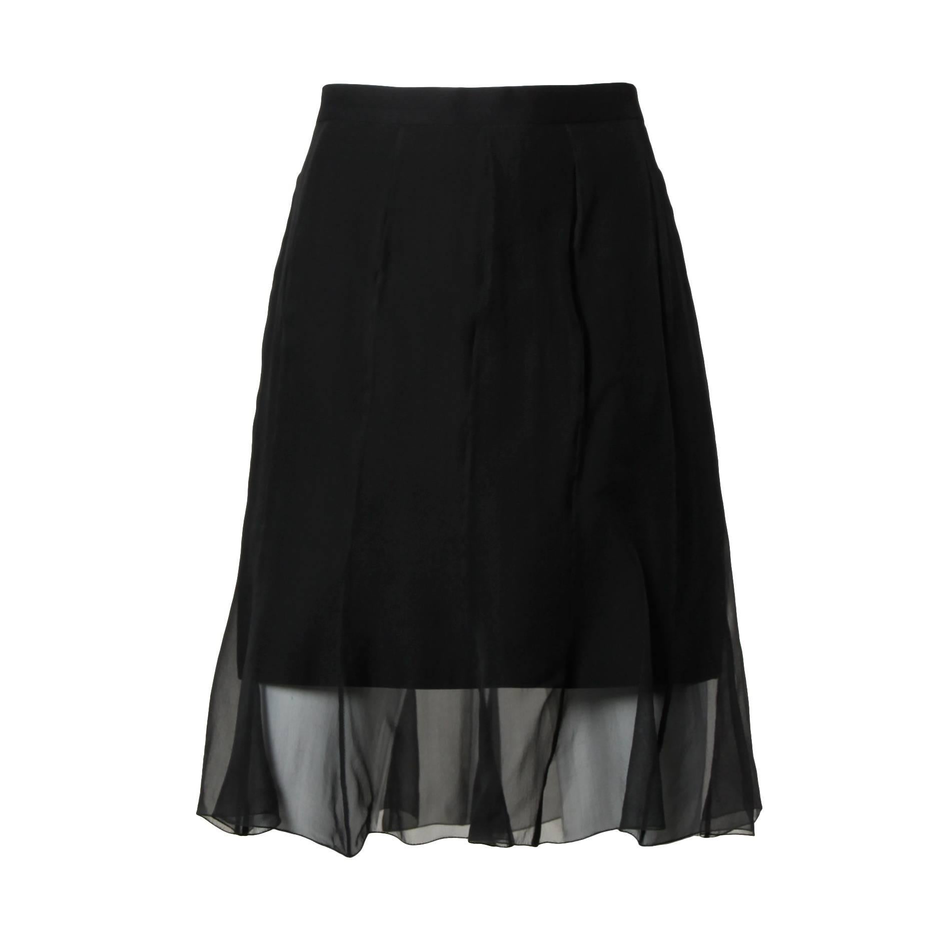 Karl Lagerfeld Vintage Black Skirt with Sheer Mesh Overlay For Sale