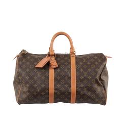  LOUIS VUITTON Used Brown Monogram Canvas KEEPALL 45 Duffle Bag TRAVEL