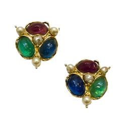 1980s Yves Saint Laurent YSL Multi-Color Cluster Earrings 9