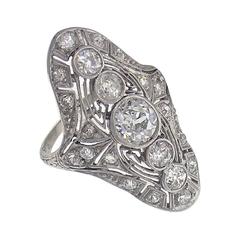 Very Rare Edwardian Platinum 5 Stone Diamond Ring c1920