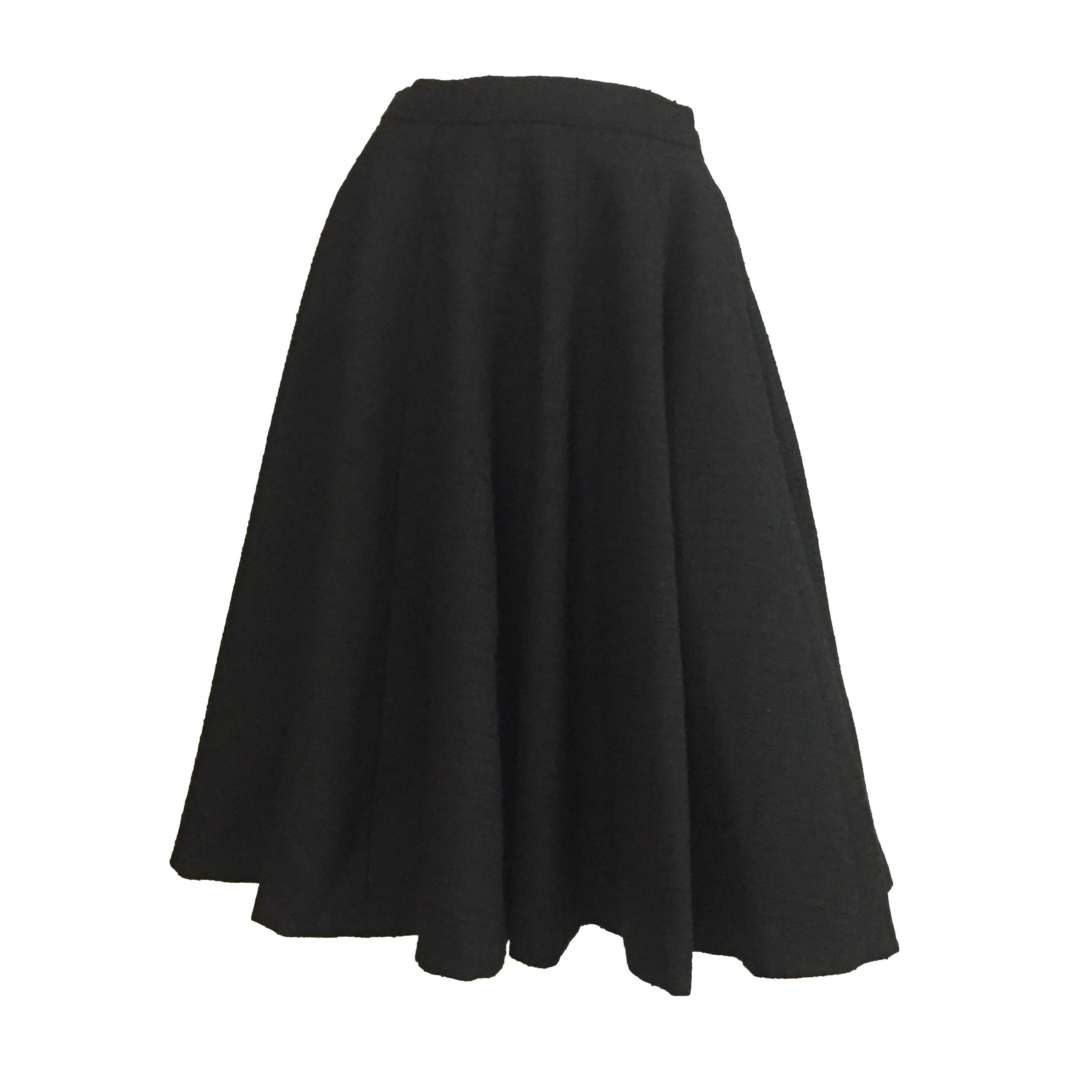 Norman Norell 1957 black wool flare skirt size 6 / 8.  For Sale