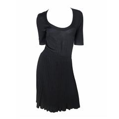 Balenciaga Black Silk Cashmere Dress with Pleating