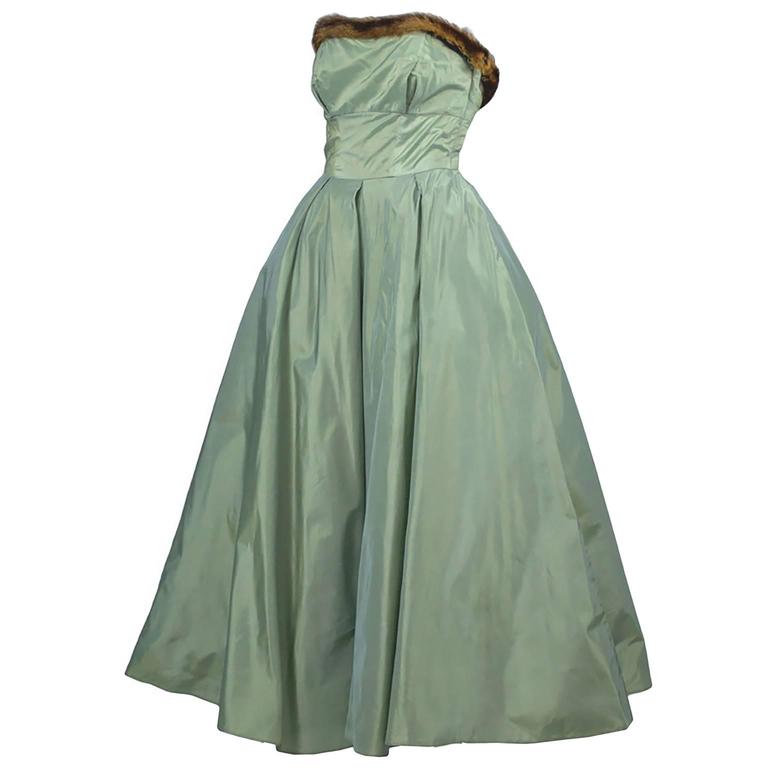 Doops Vintage 1950s 2 Pc Party Dress Bolero Mink Trimmed Sage Green Satin at 1stDibs | sage bolero, sage green vintage dress, sage green bolero Doops Vintage 1950s 2 Pc Party Dress Bolero Mink Trimmed Sage Green Satin at 1stDibs | sage bolero, sage green vintage dress, sage green bolero