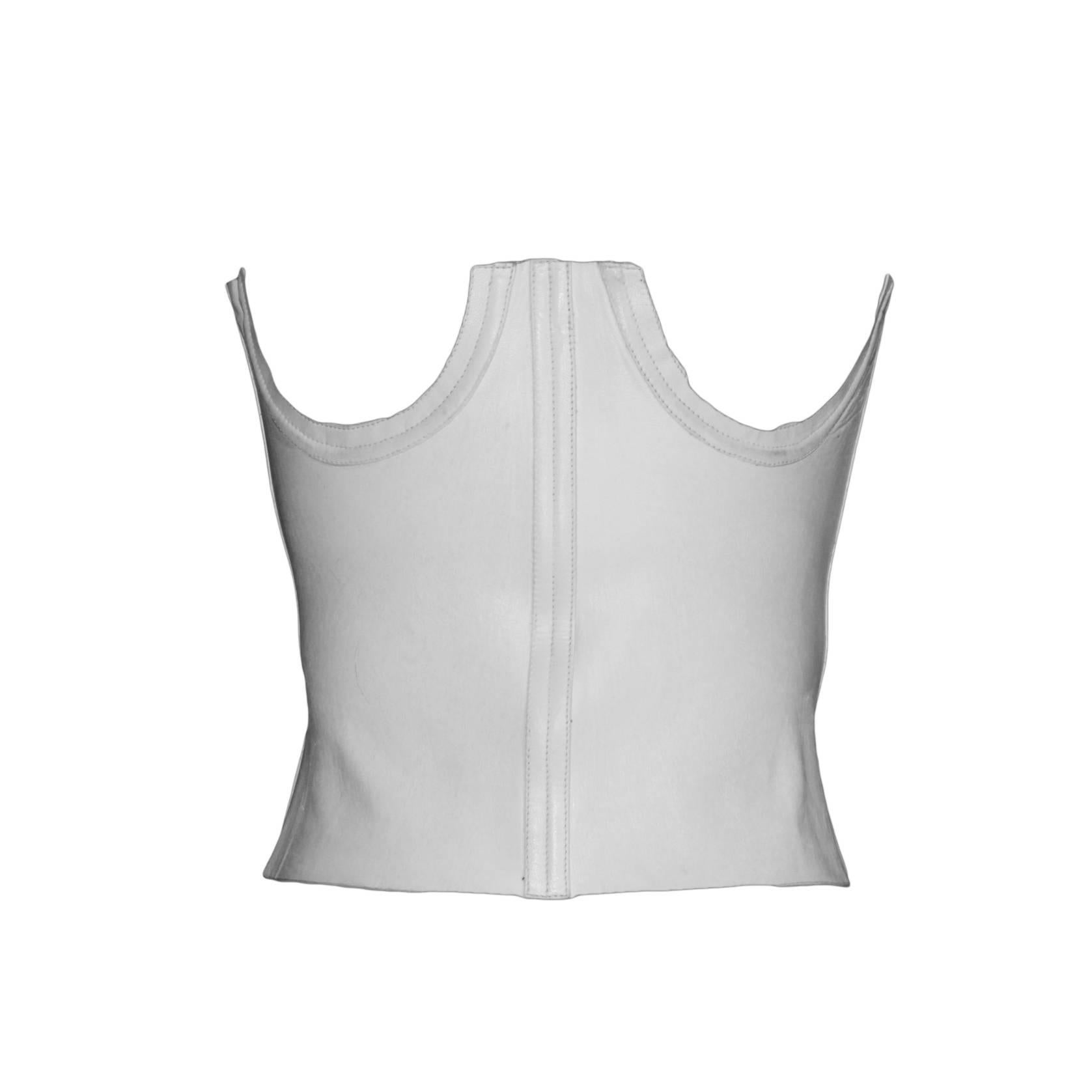 Iconic Tom Ford Gucci 2001 Runway Collection White Leather Under-bodice Corset!